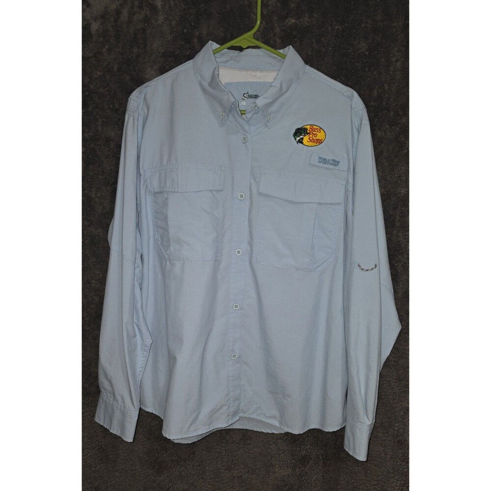 Embroidered World Wide Sportsman Womens XL Light Blue Long Sleeve Fishing  Shirt